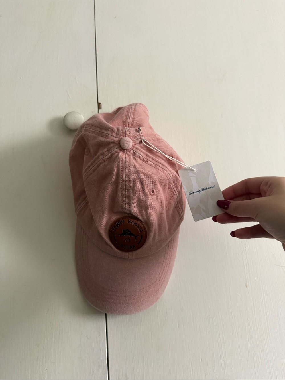 Tommy Bahama Dusty Rose Cotton Baseball Cap with Leather Logo Patch